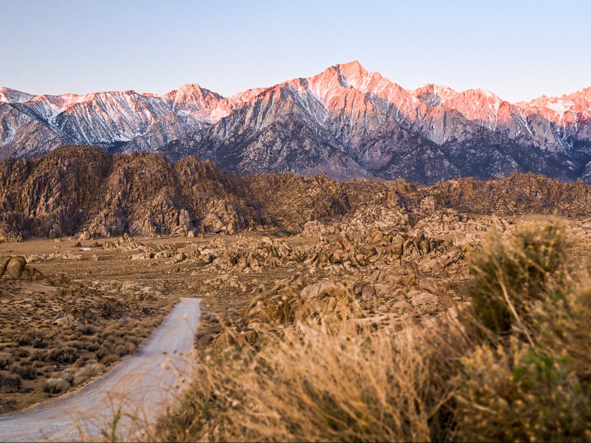 Sunrise over Movie Road in the Alabama Hills