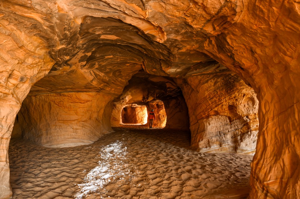 view inside the Moqui Caverns, sand caves in Kanab, Utah